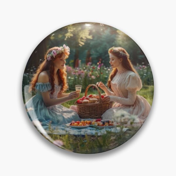 Artikelvorschau, Romantic Victorian Woman Picnic Among Flowers entworfen und verkauft von BlareBlare.