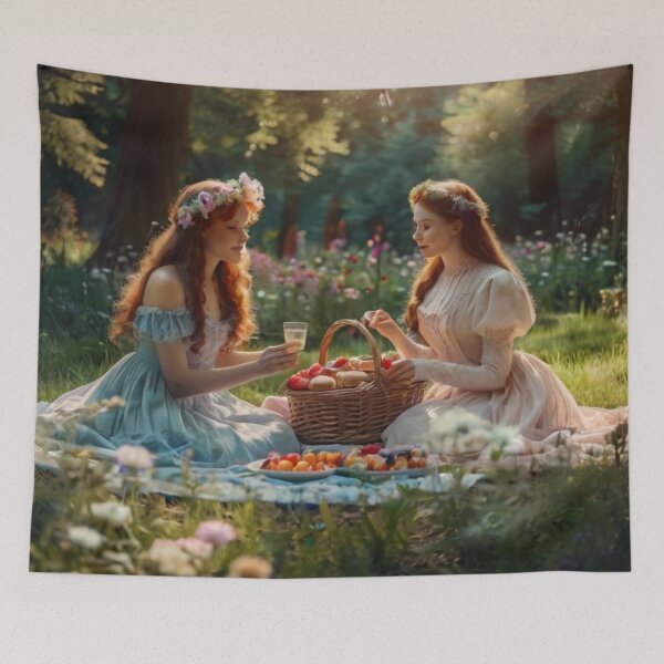 Item preview, Romantic Victorian Woman Picnic Among Flowers designed and sold by BlareBlare.