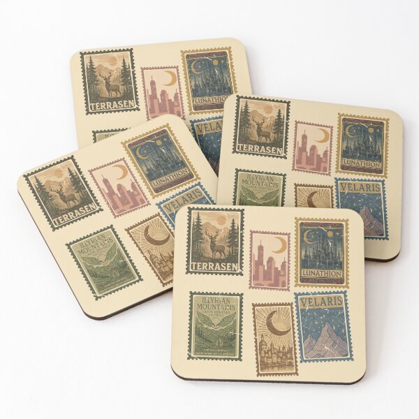 Item preview, ACOTAR Stamp Vintage Throne Of Glass velaris terrasen Crescent City Illyrian Feyre Book Lover designed and sold by RamblingsRose.