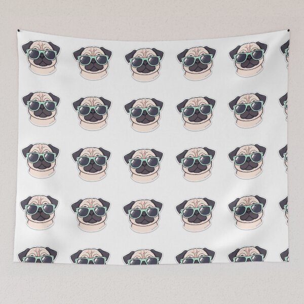 Item preview, Kawaii Pug with Sunglasses – Cute Funny Dog Art designed and sold by InkBloomCo.