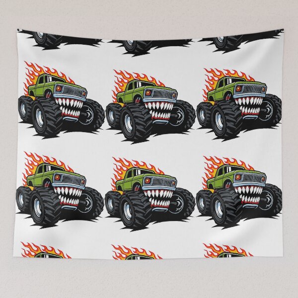 Item preview, Monster Truck with Flames Cartoon Design designed and sold by ArtfulWeave.