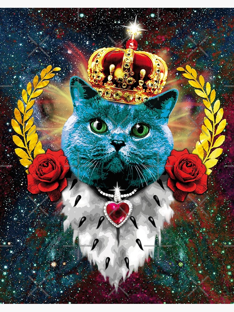 Blue Roses grumpy Cat Queen Crown blaue Katze Krone Poster for Sale by  Margarita-Art