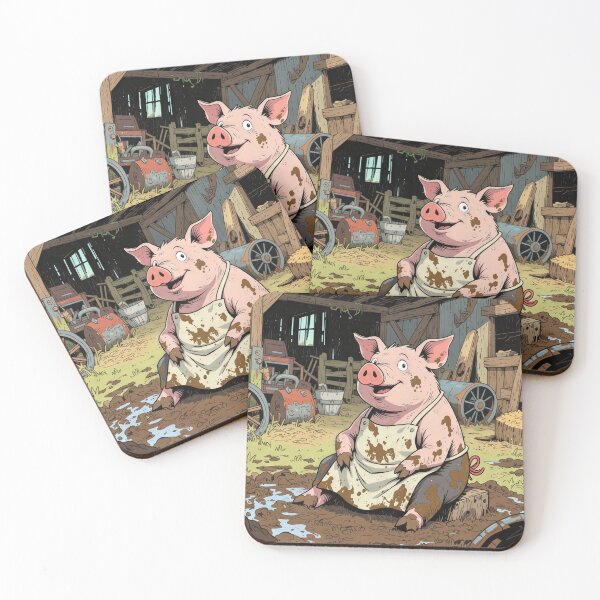 Item preview, Cartoon Pig Sitting In a Barn designed and sold by Maria Dryfhout.