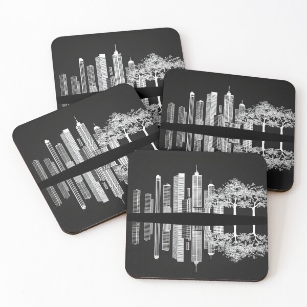 Item preview, Monochrome City & Forest Reflections – Minimalist Vector Art designed and sold by BENBHicham.