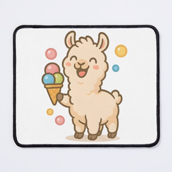 Item preview, Happy Llama with Ice Cream designed and sold by FunnySignalStudio.