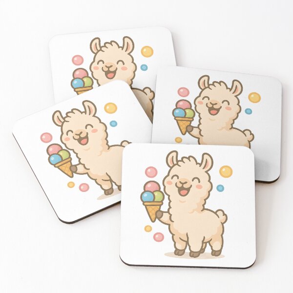 Item preview, Happy Llama with Ice Cream designed and sold by FunnySignalStudio.