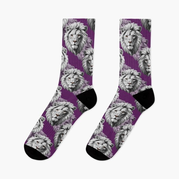 Item preview, White Lion Head Pattern Design - Purple  designed and sold by PatternTitan.