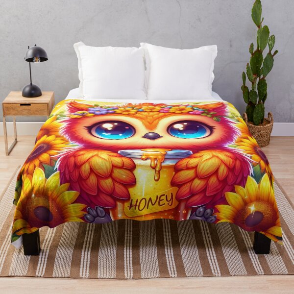 Item preview, Cute Owl with Blue Eyes Holding Honey Jar designed and sold by Jbl55.