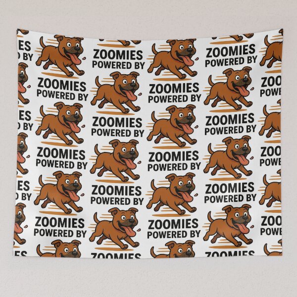 Item preview, Powered by Zoomies - Funny Staffy Dog Design designed and sold by BestFriendTees.