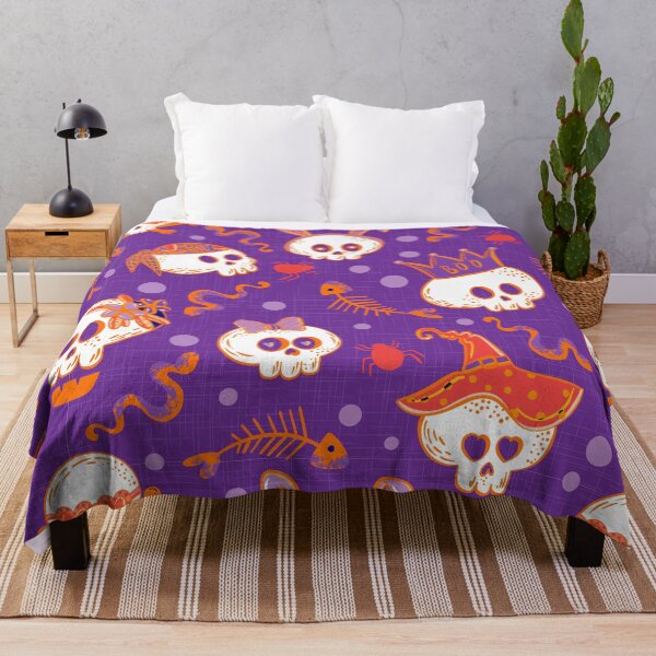 Item preview, Vivid Funky Halloween Skulls Pattern designed and sold by Farissa Designs.