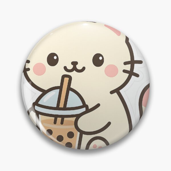 Item preview, Cute Kawaii Cat with Bubble Tea | Pastel Cartoon Sticker designed and sold by FluffyPeels.