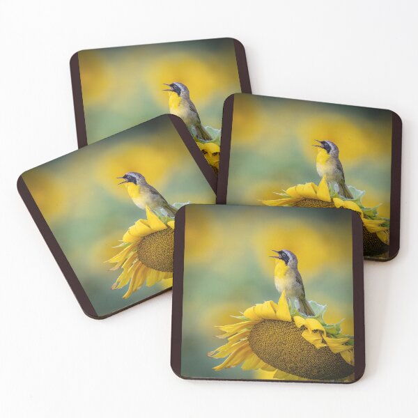 Item preview, Common Yellowthroat Singing on a Sunflower designed and sold by Shannon Emmel .