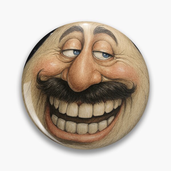 Item preview, Funny Cartoon Face with Mustache – Bold Bald Meme Art designed and sold by Psycho-Crazy.