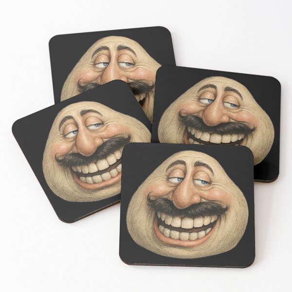Item preview, Funny Cartoon Face with Mustache – Bold Bald Meme Art designed and sold by Psycho-Crazy.