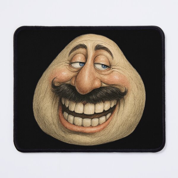 Item preview, Funny Cartoon Face with Mustache – Bold Bald Meme Art designed and sold by Psycho-Crazy.