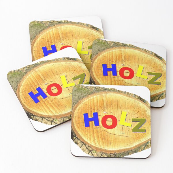 Item preview, Tree disc with the word HOLZ in colour designed and sold by ZoffArt-Shop.