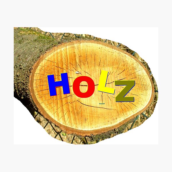 Item preview, Tree disc with the word HOLZ in colour designed and sold by ZoffArt-Shop.
