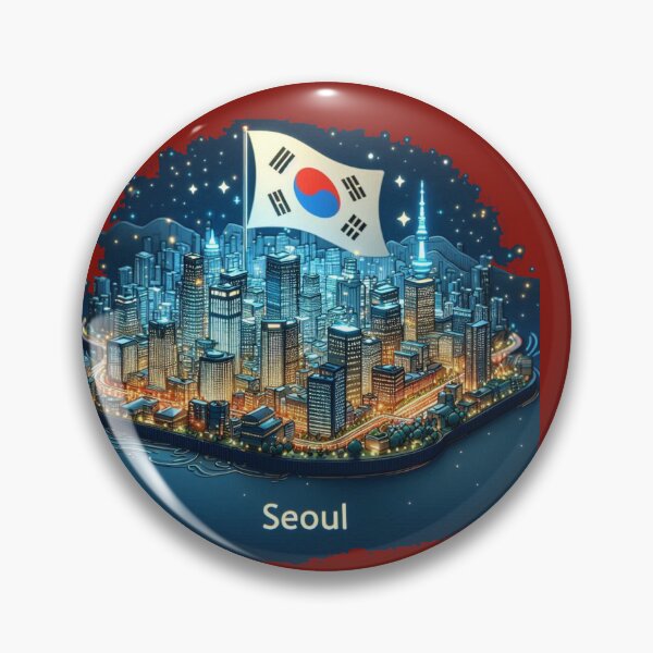 Item preview, Yeongdeungpo Seoul 3D Nightscape with Korean Flag,  designed and sold by PaintMeWorld.