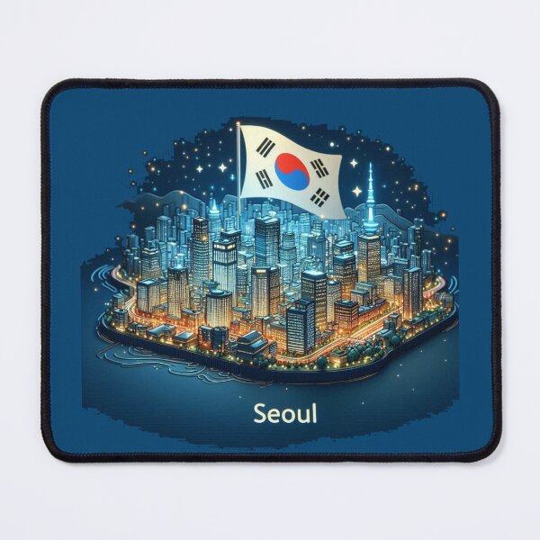 Item preview, Yeongdeungpo Seoul 3D Nightscape with Korean Flag, designed and sold by PaintMeWorld.
