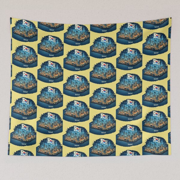 Item preview, Yeongdeungpo Seoul 3D Nightscape with Korean Flag,  designed and sold by PaintMeWorld.