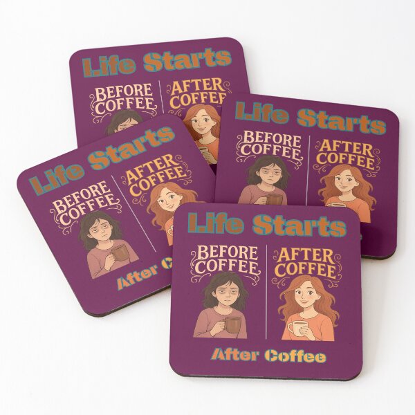 Item preview, Life Starts After Coffee – Funny Before and After Coffee Woman Design designed and sold by Kotalo.