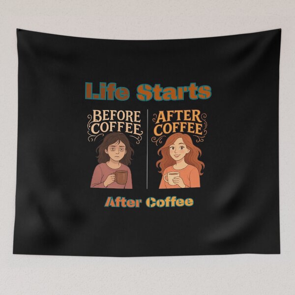 Item preview, Life Starts After Coffee – Funny Before and After Coffee Woman Design designed and sold by Kotalo.