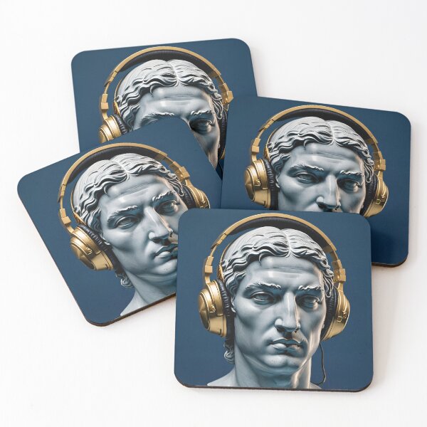Item preview, Statue in marble headphones navy blue, CLASSIC Greek roman style art designed and sold by cheekylorns.
