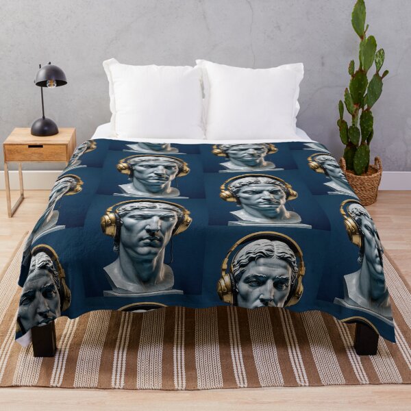 Item preview, Statue in marble headphones navy blue, CLASSIC Greek roman style art designed and sold by cheekylorns.