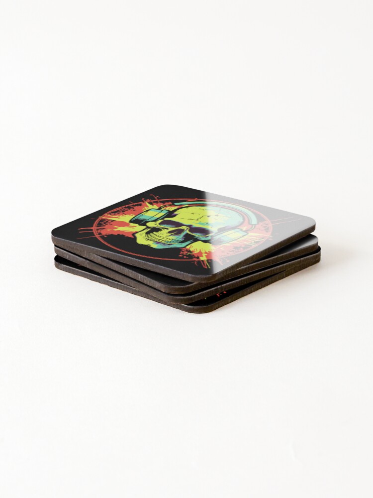 Thumbnail 4 of 5, Coasters (Set of 4), Music Rave Skull designed and sold by Rotark.