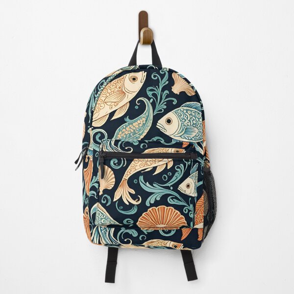 Item preview, Fish illustration shells pattern underwater swimming gift pattern tattoo designed and sold by cheekylorns.