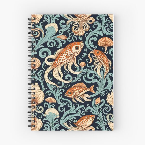 Item preview, Goldfish fish swim illustrated illustration art shell scallop seashell orange koy carp designed and sold by cheekylorns.