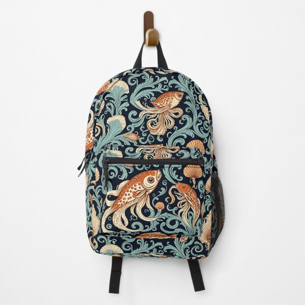 Item preview, Goldfish fish swim illustrated illustration art shell scallop seashell orange koy carp designed and sold by cheekylorns.