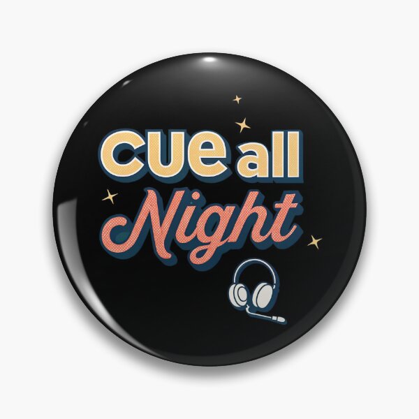 Artikelvorschau, Cue All Night – Retro-Bühnenmanager-Typografie-Design mit Headset und Lichtern entworfen und verkauft von VividOrganica.