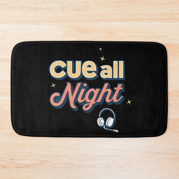 Item preview, Cue All Night – Retro Stage Manager Typography Design with Headset & Lights designed and sold by VividOrganica.