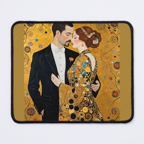 Item preview, Lovers romantic in style of gustav Klimt, yellow gold swirl designed and sold by cheekylorns.