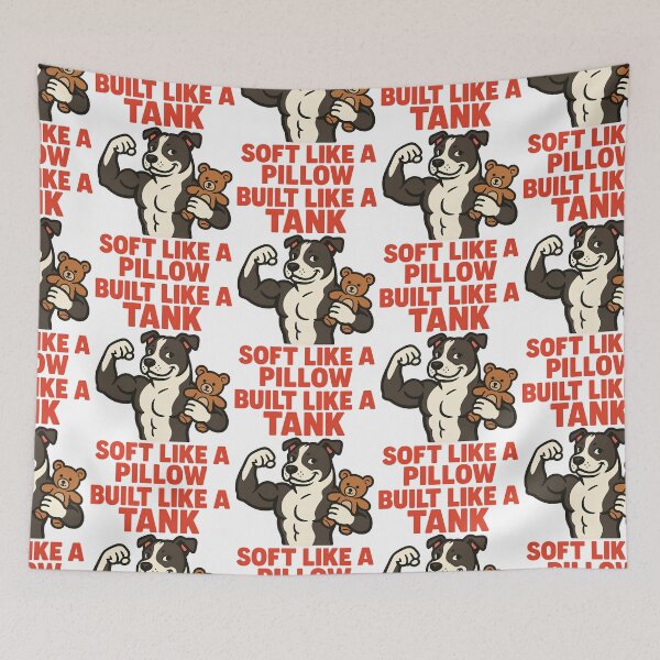 Item preview, Built Like a Tank Soft Like a Pillow - Funny Staffy Dog Design designed and sold by BestFriendTees.