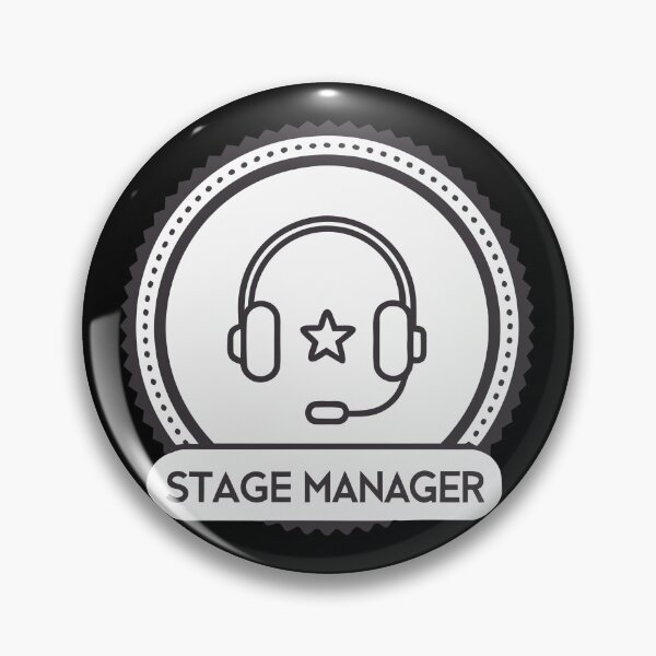 Artikelvorschau, Stage Manager Headset Badge – Minimalistisches Theater Crew Outline Design entworfen und verkauft von VividOrganica.