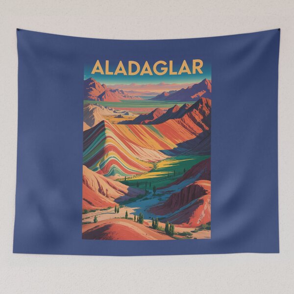 Item preview, Iran Aladaglar Mountains Illustration Travel Art Vintage designed and sold by KrisSidDesigns.