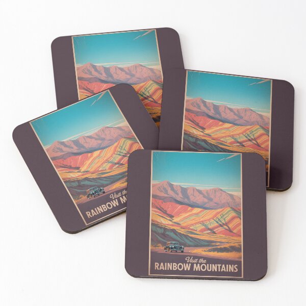 Item preview, Iran Rainbow Mountains Illustration Travel Art Vintage designed and sold by KrisSidDesigns.