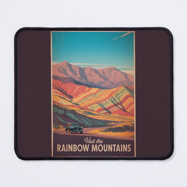Item preview, Iran Rainbow Mountains Illustration Travel Art Vintage designed and sold by KrisSidDesigns.