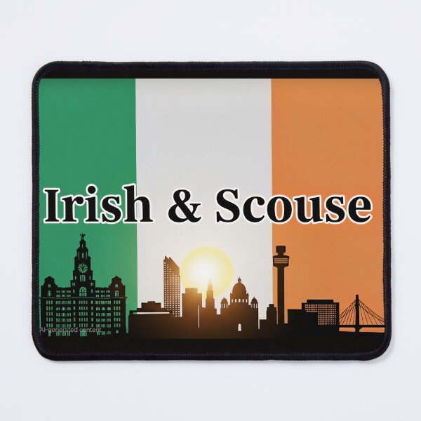 Item preview, liverpool skyline with an irish flag background designed and sold by leeshauni.