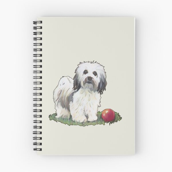 Item preview, HAVANESE Puppy with Red Ball, Cute Shaggy Dog Drawing designed and sold by JoyfulWhimsy.