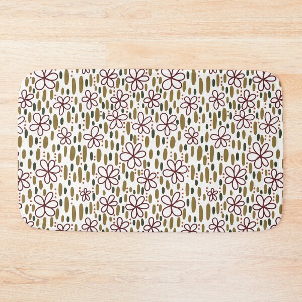 Item preview, Fabric in Cranberry Line Drawing Solid Color Flowers with Green Stems -Autumn Botanical Pattern designed and sold by Christina Anderson.