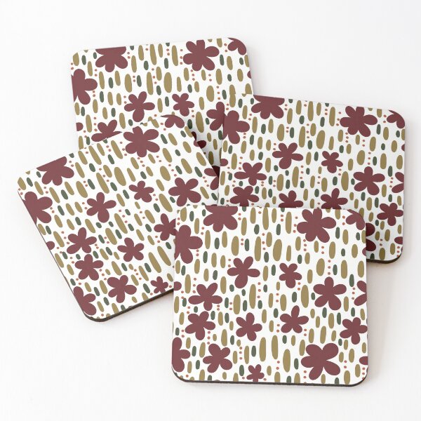 Item preview, Fabric in Cranberry Solid Color Flowers with Green Stems -Autumn Botanical Pattern designed and sold by Christina Anderson.
