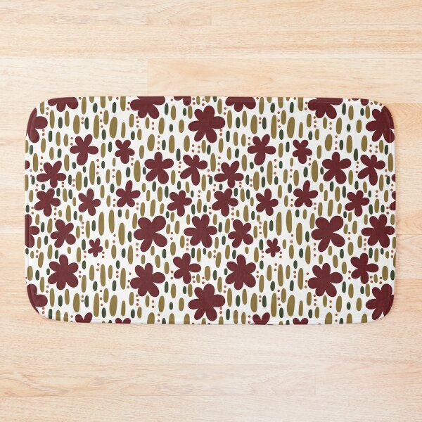 Item preview, Fabric in Cranberry Solid Color Flowers with Green Stems -Autumn Botanical Pattern designed and sold by Christina Anderson.