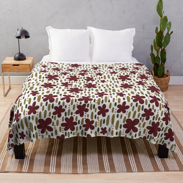 Item preview, Fabric in Cranberry Solid Color Flowers with Green Stems -Autumn Botanical Pattern designed and sold by Christina Anderson.