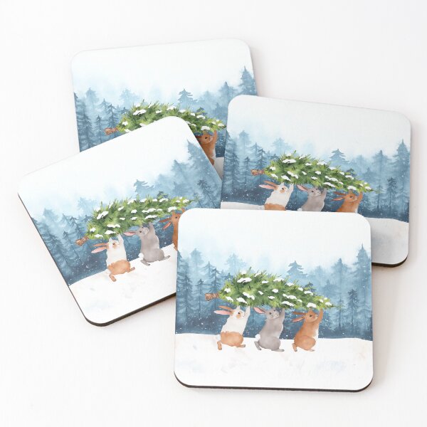 Item preview, Snow Bunnies Winter Christmas Coquette Watercolor designed and sold by Magnolia Valley Art.