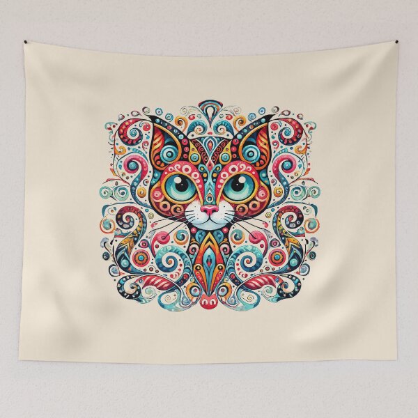 Item preview, Boho Mandala Cat – Colorful Ornate Kitty Illustration with Paisley Swirls designed and sold by Victor Shadehorn.