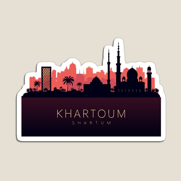 Item preview, Minimalist Khartoum Skyline Silhouette over Sunset Gradient – Modern Cityscape Art designed and sold by VividOrganica.