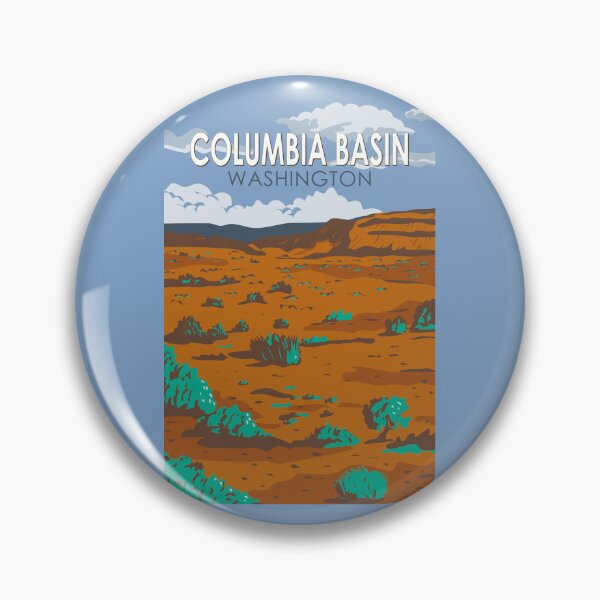 Item preview, Columbia Basin Desert Washington Illustration Travel Art Vintage designed and sold by KrisSidDesigns.